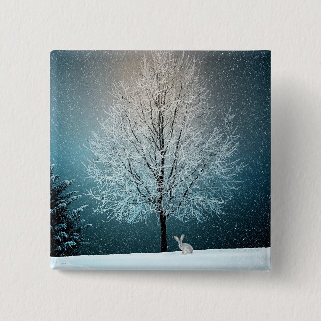 Winter Scene 2 Inch Square Button (Front)