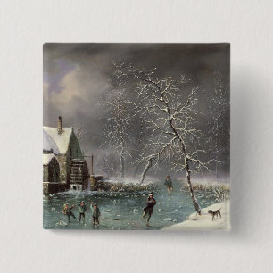 Winter Scene 2 Inch Square Button