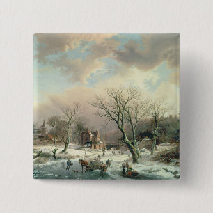 Winter Scene 2 Inch Square Button