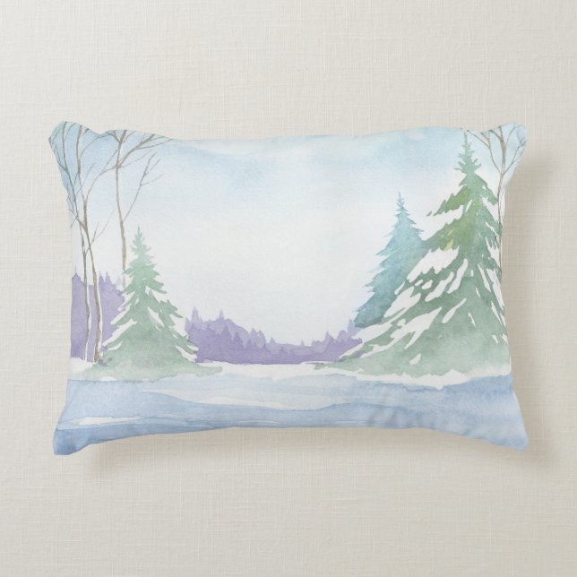 Winter Scene 3, double-sided print Accent Pillow (Front)