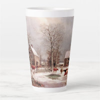 Winter Scene Americana Snow Farm Animals Latte Mug