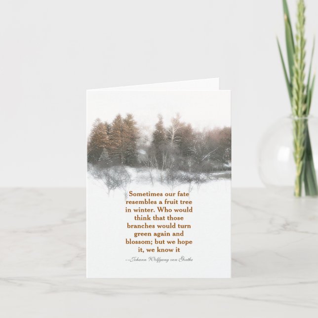 WINTER SCENE AND QUOTE BY VON GOETHE ABOUT FATE CARD (Front)