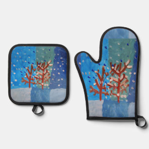 Winter Scene "Art by Kids" Oven Mitt & Pot Holder Set