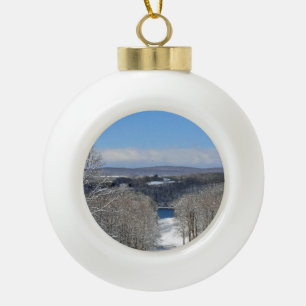 Winter Scene at Locust Grove Ceramic Ball Christmas Ornament