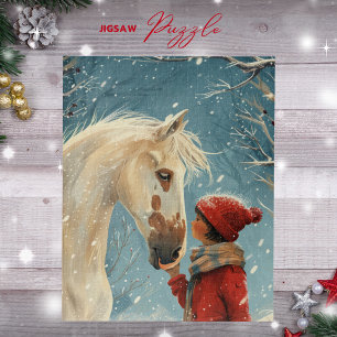 Winter Scene Beautiful Horse and Girl Puzzle