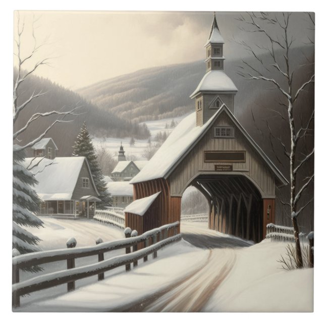 Winter Scene Ceramic Tile (Front)