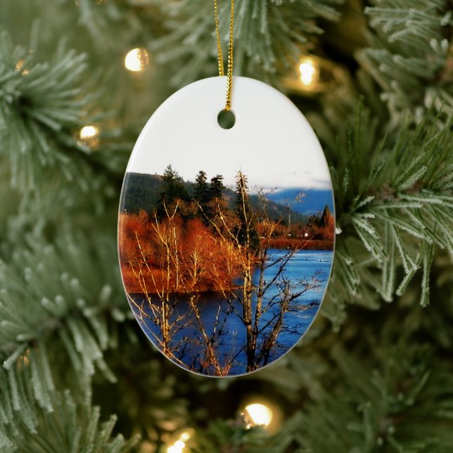 Winter Scene Columbia Gorge Ceramic Ornament (Tree)