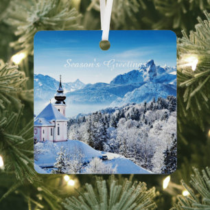 Winter scene custom  metal ornament