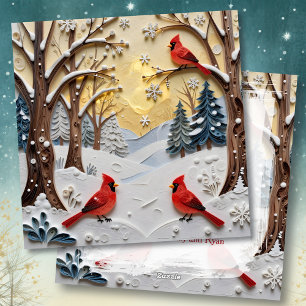 Winter Scene   Enchanted Forest & Cardinals Holiday Card