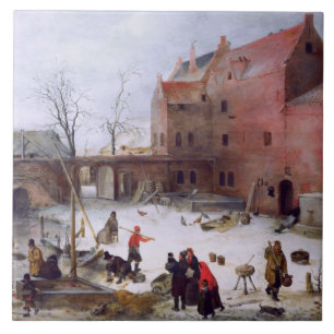 Winter Scene. Fine Art Christmas Gift Tile
