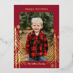 Winter Scene Foil Holiday Card Christmas Card