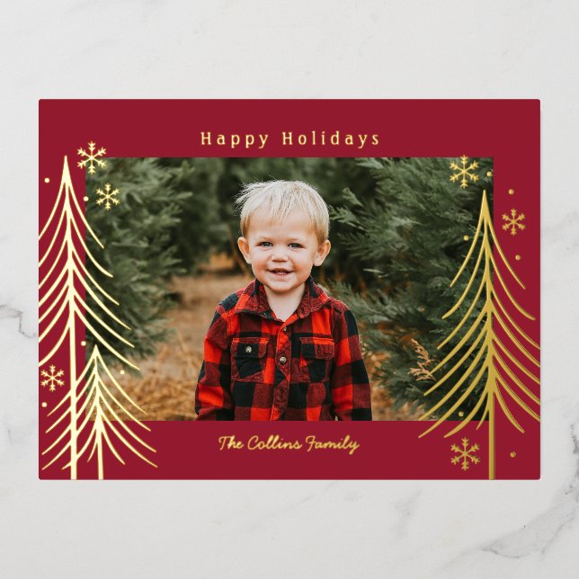 Winter Scene Foil Holiday Postcard Family Reunion (Front)