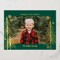 Winter Scene Foil Holiday Postcard Family Reunion
