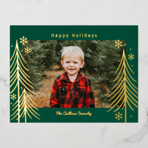Winter Scene Foil Holiday Postcard Family Reunion