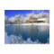 Winter scene, house by the lake