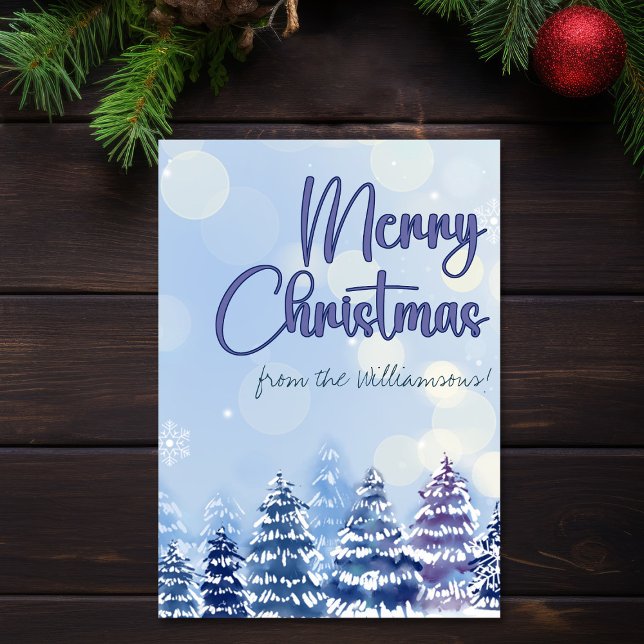 Winter Scene John 3:16 Everlasting Life Christmas Card (Everlasting Life John 3:16 Bible Verse Christmas Card)