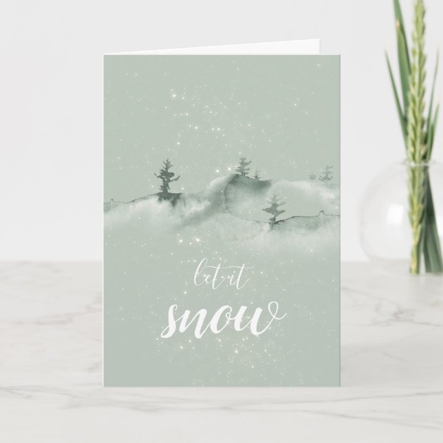 Winter Scene Let It Snow Christmas Card (Front)