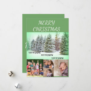 Winter Scene Merry Christmas 4 Photo Collage Holiday Card