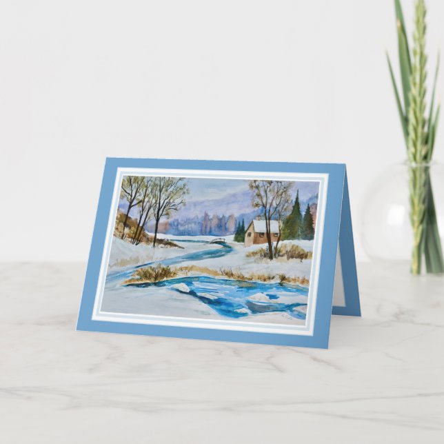 Winter Scene Merry Christmas Card (Front)