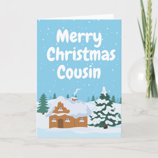 Winter Scene - Merry Christmas Cousin Holiday Card (Front)