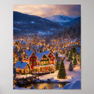 Winter Scene Merry Christmas Poster