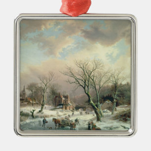 Winter Scene Metal Ornament