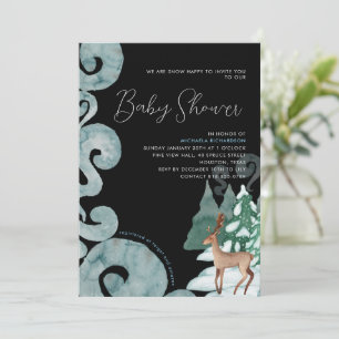 WINTER SCENE MODERN BABY SHOWER BABY SPRINKLE    INVITATION