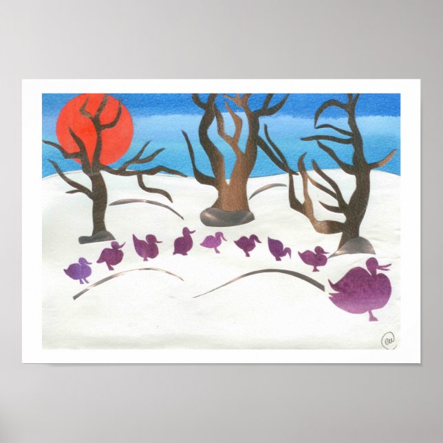 Winter Scene of Make Way for Ducklings Poster (Front)