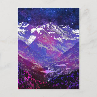 Winter Scene of Snow on Mountains at Night Postcard