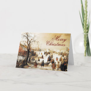 Winter Scene on a Canal ~ Vintage Christmas Holiday Card