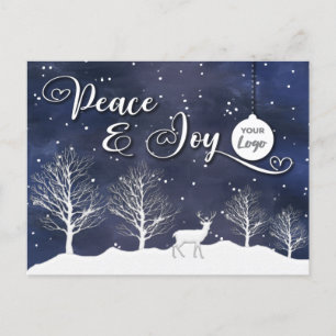 Winter scene Peace & joy corporate logo Holiday Postcard