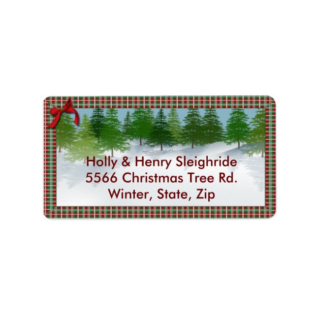 "Winter Scene"/Plaid Border Address Label (Front)