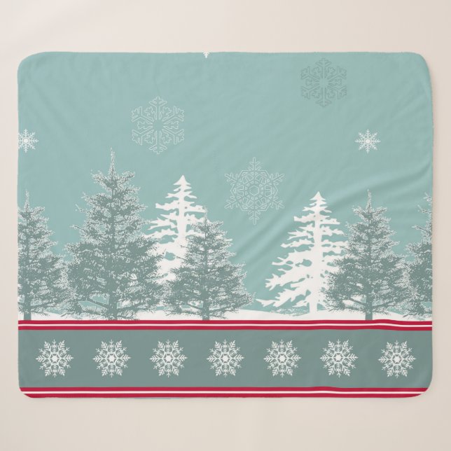 Winter scene sherpa blanket (Front (Horizontal))