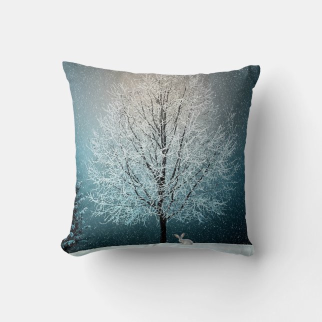 Winter Scene Throw Pillow (Front)
