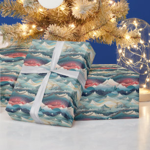  Winter Scene Trees Mountains Snow  Wrapping Paper