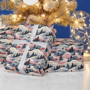  Winter Scene Trees Mountains Snow  Wrapping Paper