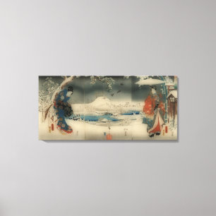 winter scene -vintage Japanese art Canvas Print
