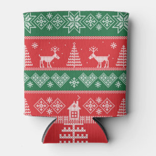 Winter scene: vintage seamless pattern can cooler