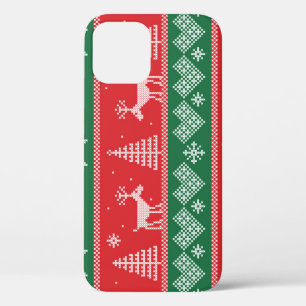 Winter scene: vintage seamless pattern iPhone 12 case