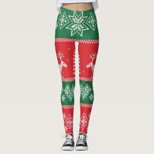 Winter scene: vintage seamless pattern leggings