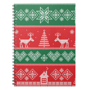 Winter scene: vintage seamless pattern notebook