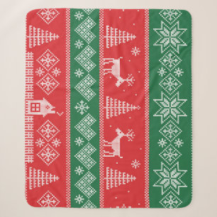 Winter scene: vintage seamless pattern sherpa blanket