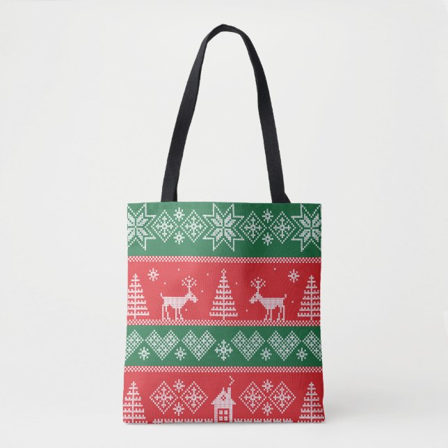 Winter scene: vintage seamless pattern tote bag (Front)