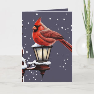 Winter Scene With Cardinal Bird Holiday Christmas