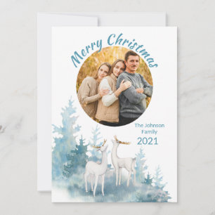 Winter Scene with Deer Christmas Family Photo