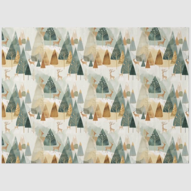 Winter scene with deer tissue paper (Front)