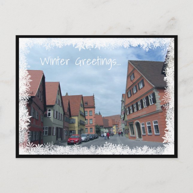 Winter Scene With Houses Postcard (Front)
