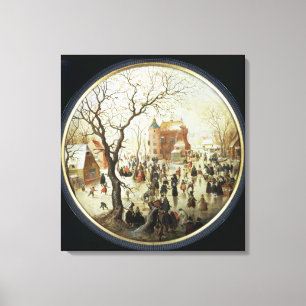 Winter Scene with Skaters near a Castle Canvas Print