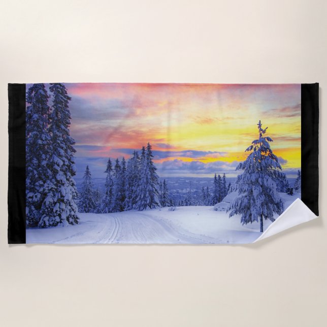 Winter scenery   beach towel (Front)