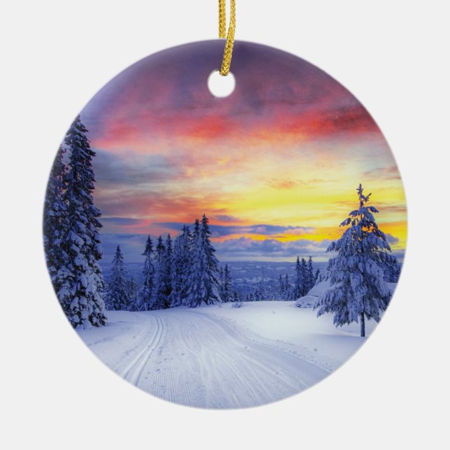 Winter scenery   ceramic ornament (Front)